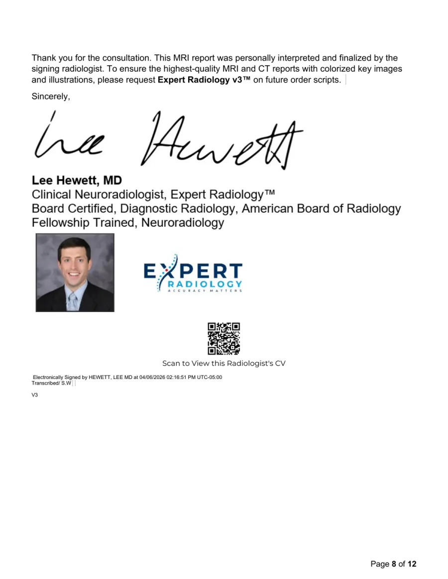 PrecisionPlus v3™ report page 8: Signed by a Subspecialist